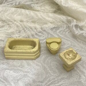Dollhouse Vintage Wooden 1940's‎ Bathroom Set, Bathtub, Sink, and Toilet